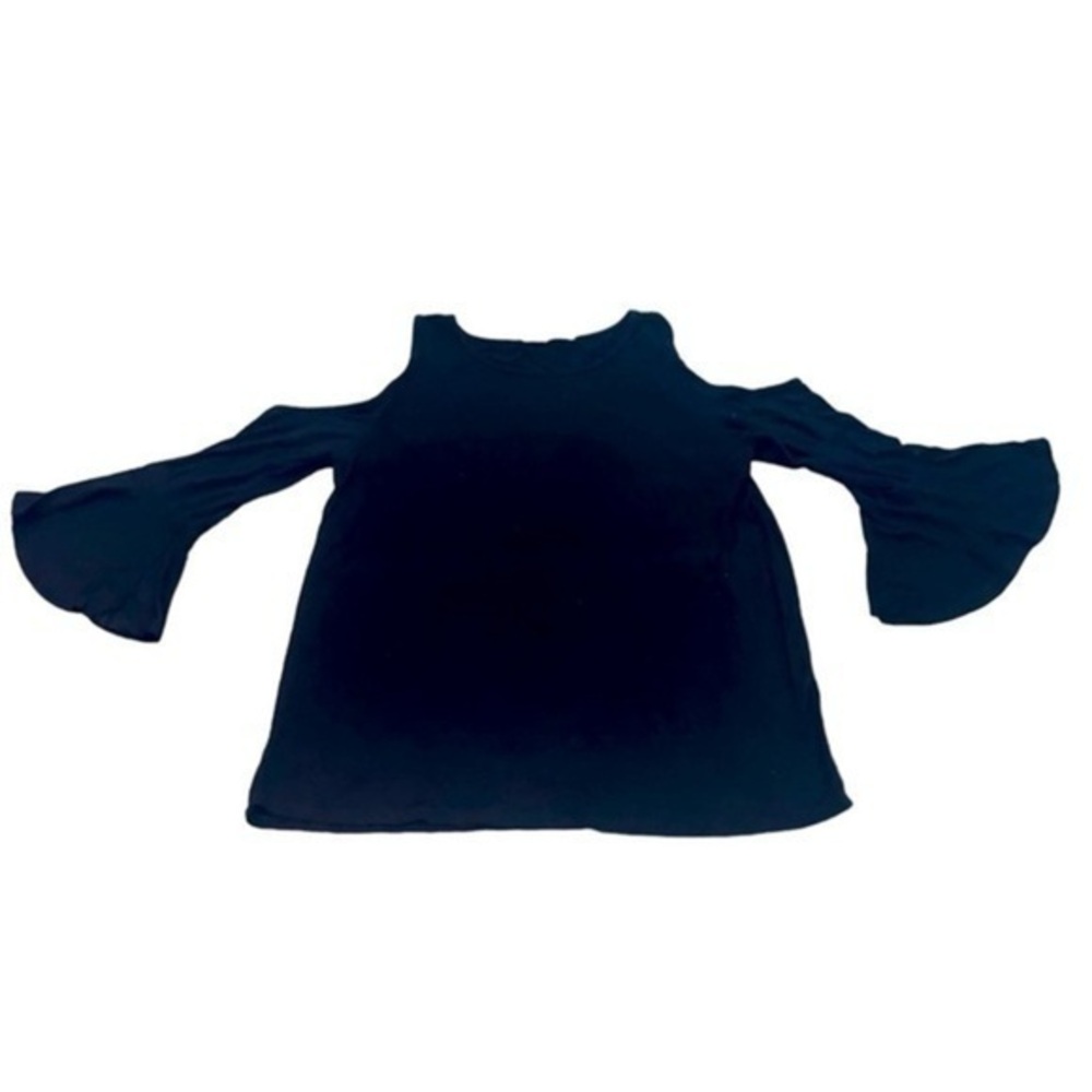 🔥🔥no comment - Cold Shoulder Top with 3/4 Flounce Sleeves